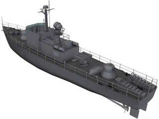 Military Fast Attack Boat 3D Model preview