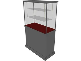 Glass Vitrine with Wooden Base 3D Model preview