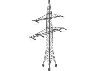 High Voltage Electric Power Transmission Pylon 3D Model preview