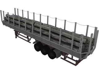 Logging Truck Trailer 3D Model preview