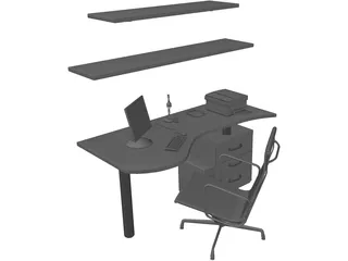 Office Work Space 3D Model preview