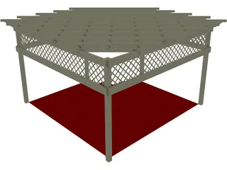 Wood Pergola 3D Model preview