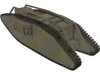 British MK1 World War 1 Era Tank 3D Model preview