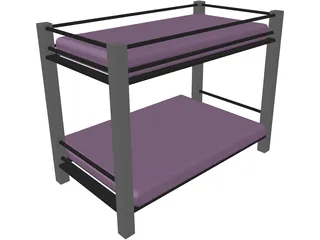 Futon Bunk Bed 3D Model preview