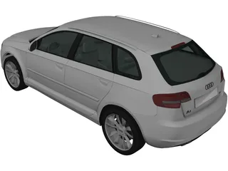 Audi A3 Sportback (2011) 3D Model preview
