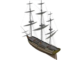 Glorieux French Ship 3D Model preview