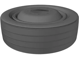 Truck wheel and tyre 245 70 R19.5 3D Model preview