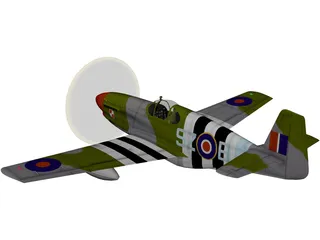 North American Mustang III 3D Model preview
