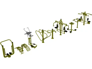 Outdoor Gym Equipment 3D Model preview