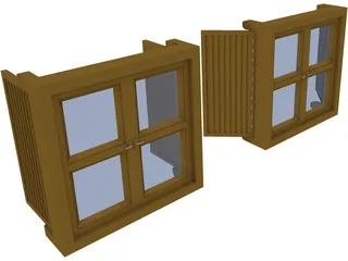 Double Shutter Window 3D Model preview