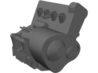 Honda Motorcycle 600cc Engine 3D Model preview