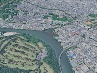 Akita City, Japan (2025) 3D Model preview