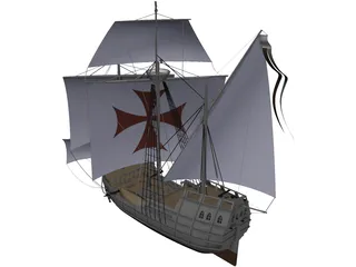 Santa Maria Sailing Ship 3D Model preview