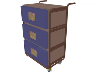 Trolley with removable drawer units 3D Model preview