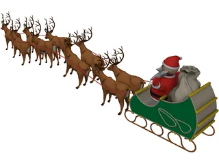 Santa and Sleigh 3D Model preview