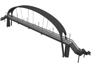 Suspension Arch Walkway Bridge 3D Model preview