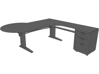 Desk with Extention 3D Model preview
