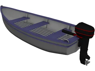 Boat with Outdoor Motor 3D Model preview