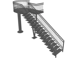 Stairs with Pedestal 3D Model preview