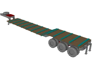 Goose Neck Lowboy Trailer 53 foot 3D Model preview