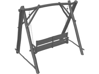 Swing Wooden Chair 3D Model preview