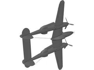 Lockheed P-38 J/L Lightning 3D Model preview