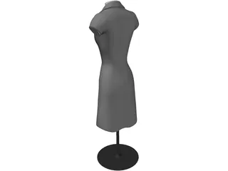 Female Mannequin Bust and Dress 3D Model preview