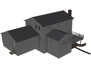 House 2-Story Suburban Colonial 3D Model preview