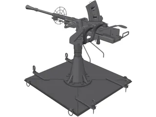 Type-96 Single AA-Gun 3D Model preview