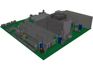 Computer Motherboard 3D Model preview