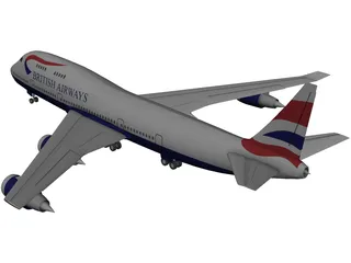 Boeing 747 British Airways 3D Model preview