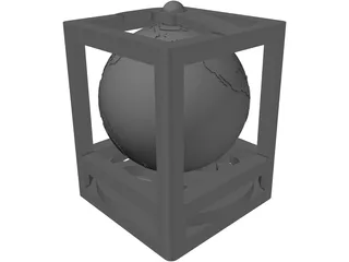 Globe in Cube Frame 3D Model preview