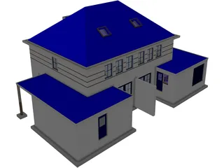 Dutch 2 Family House 3D Model preview