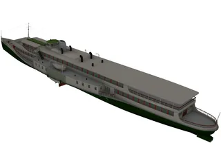 Rheundampfer Goethe Steam Ship 3D Model preview