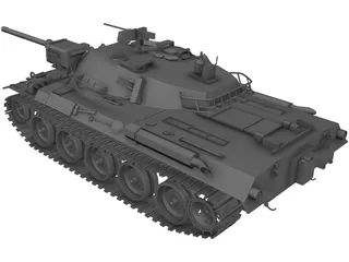 Type 74 Tank 3D Model preview