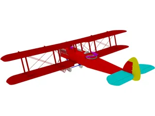 Biplane Curtiss Jenny 3D Model preview