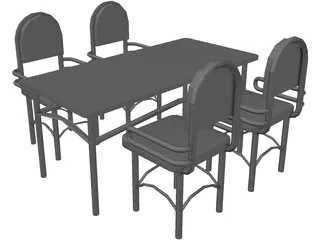 Table and Chairs 3D Model preview