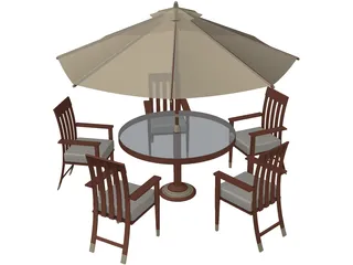 Table Set Patio 3D Model preview