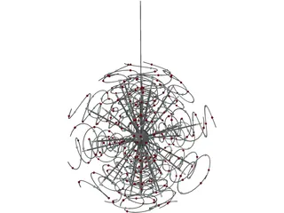 Outburst Crystal and Halogen Chandelier 3D Model preview