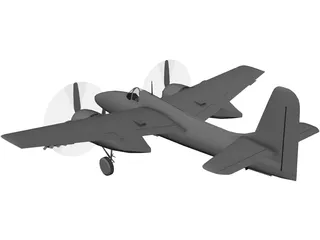 Grumman F7F Tigercat 3D Model preview