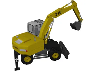 Liebherr Excavator 3D Model preview