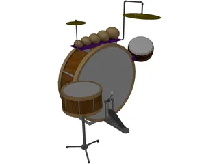 Antique Drum Kit 3D Model preview