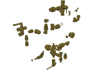 Pipe Couplings Set 3D Model preview