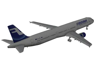 Airbus A321 FinnAir 3D Model preview