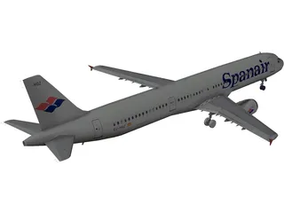 Airbus A321 SpanAir 3D Model preview