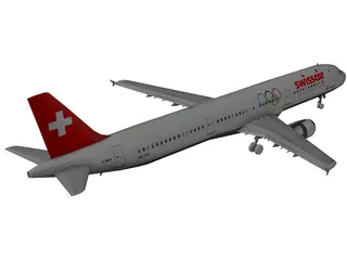 Airbus A321 SwissAir 3D Model preview