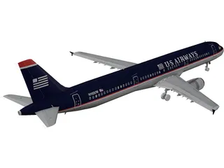 Airbus A321 US Airways 3D Model preview