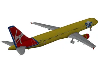 Airbus A321 Virgin Sun 3D Model preview