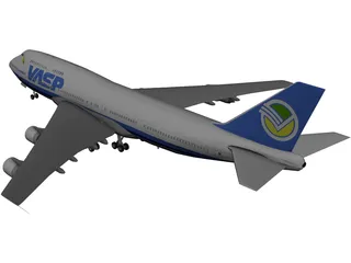 Boeing 747-400 VASP Brasil 3D Model preview