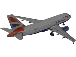Airbus A319 British Airways 3D Model preview